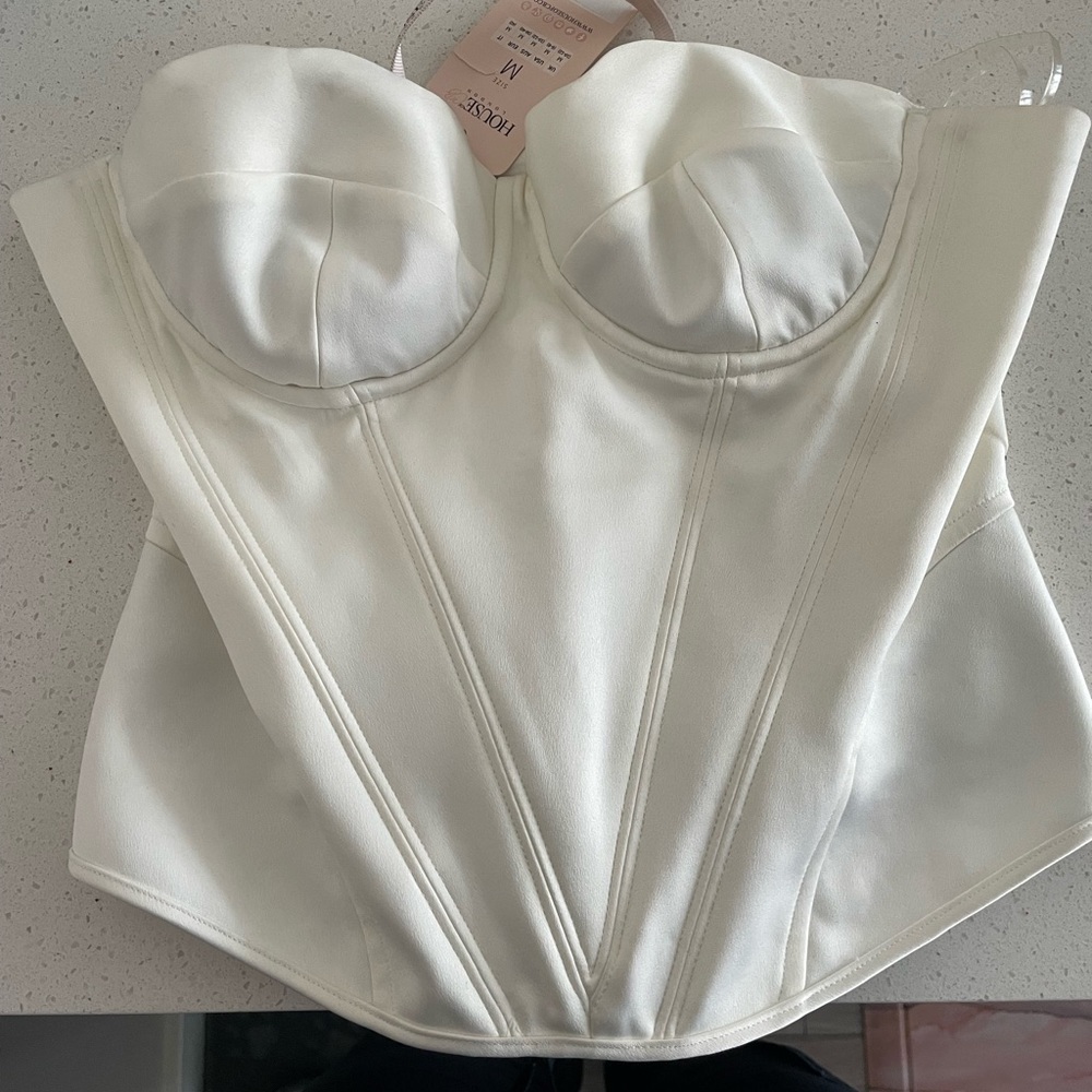 White satin house of cb corset